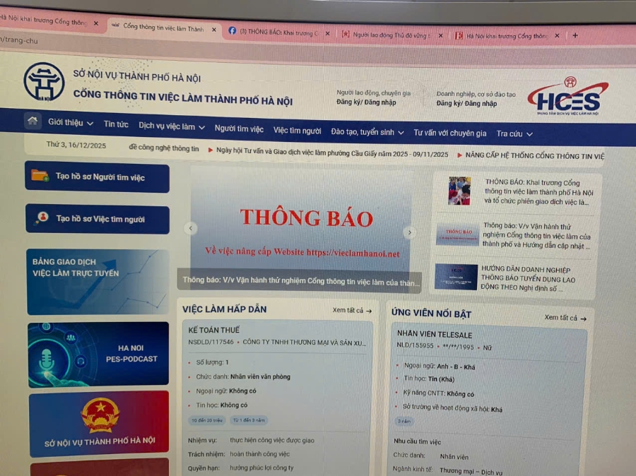 Cổng thông tin việc làm&nbsp;TP.&nbsp;Hà Nội