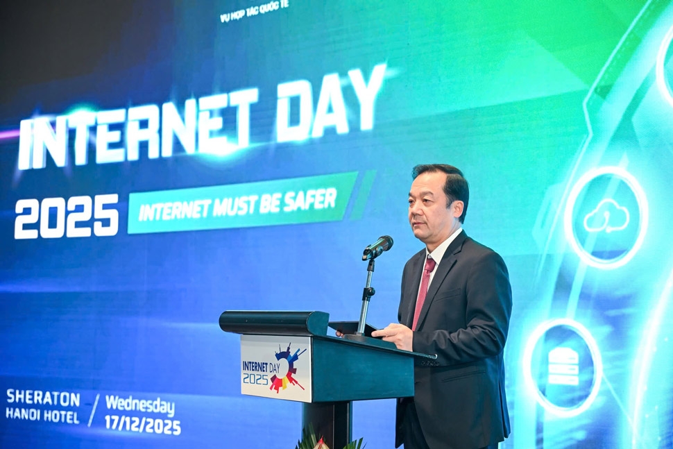 Thứ trưởng Bộ Khoa học và Công nghệ Phạm Đức Long phát biểu tại sự kiện Internet Day 2025 - Ảnh: Minh Sơn. 
