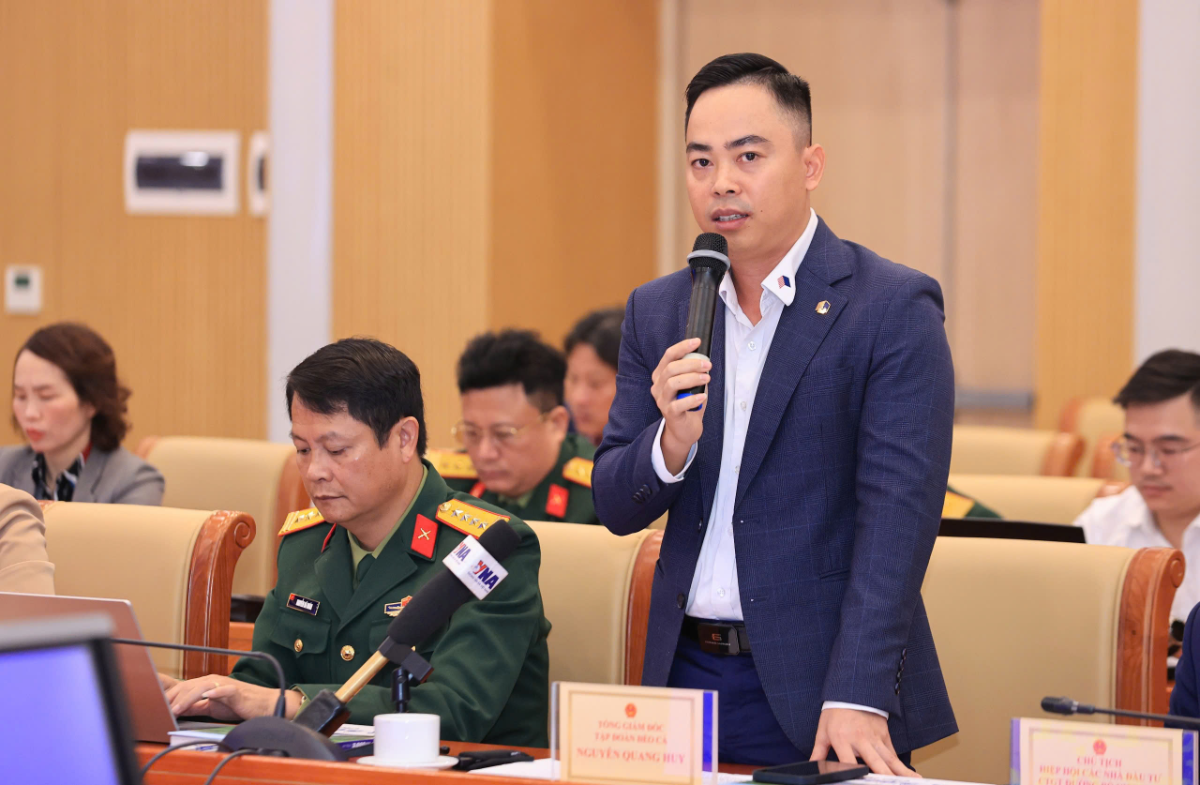 Ông Nguyễn Quang Huy, Tổng giám đốc Tập đoàn Đèo Cả, phát biểu tại Tọa đàm.