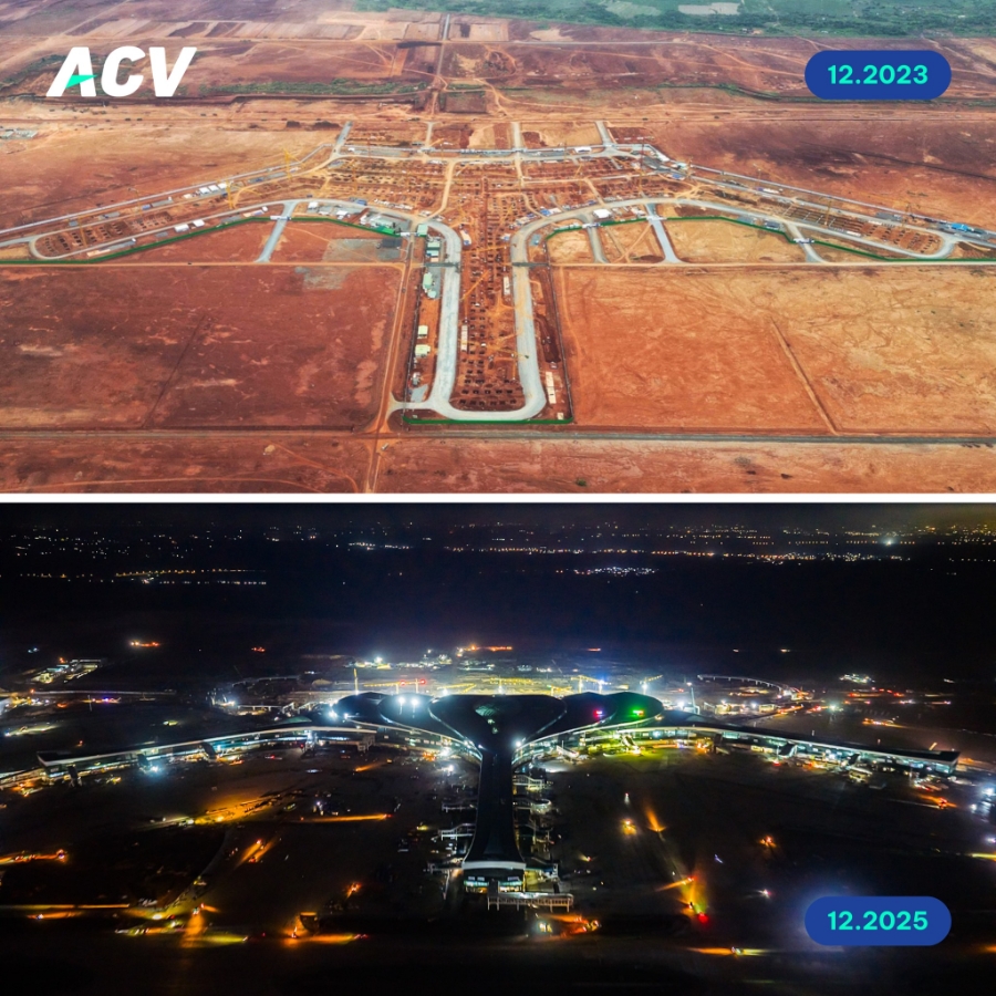 Cảng HKQT Long Thành thay đổi diện mạo sau 2 năm. Ảnh: ACV