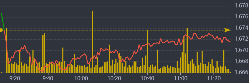 Diễn biến VN-Index sáng nay.
