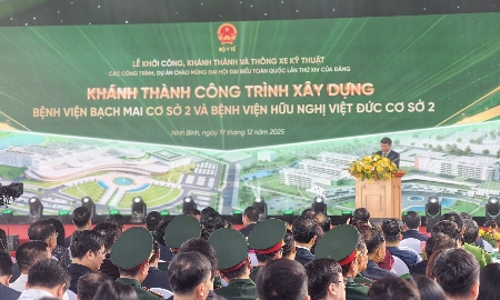 Lễ khánh thành công trình xây dựng Cơ sở 2 Bệnh viện Bạch Mai và Bệnh viện Hữu nghị Việt Đức. Ảnh: Hà Quyên.