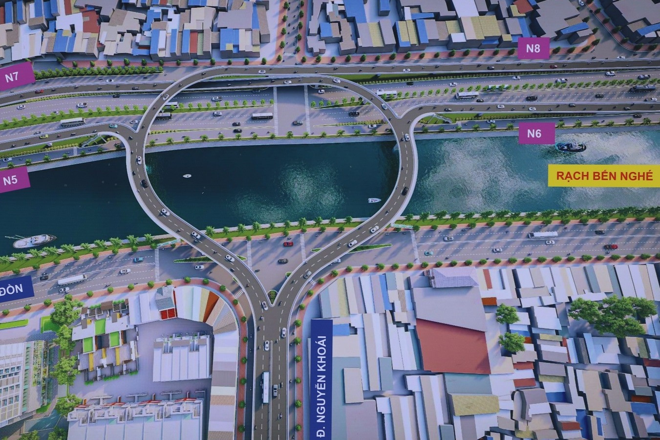 Phối cảnh công trình cầu đường Nguyễn Khoái.