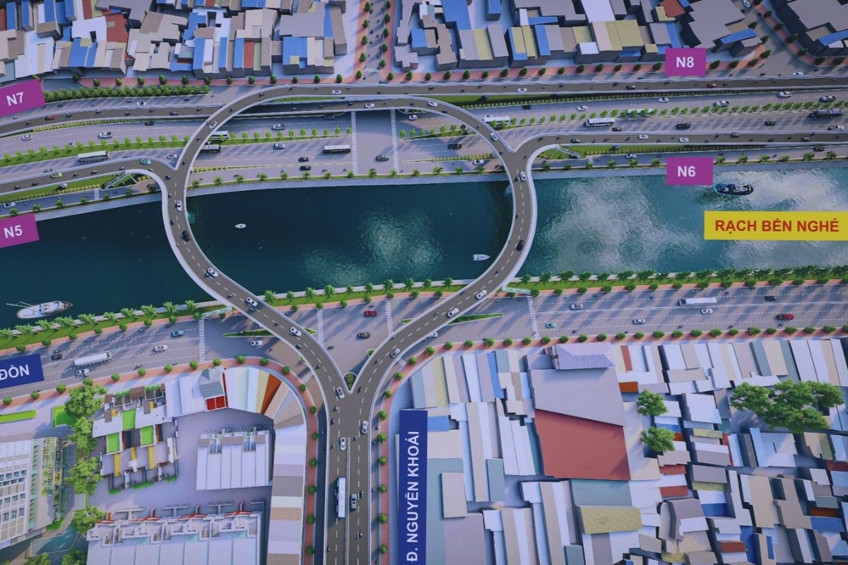 Phối cảnh công trình cầu đường Nguyễn Khoái.