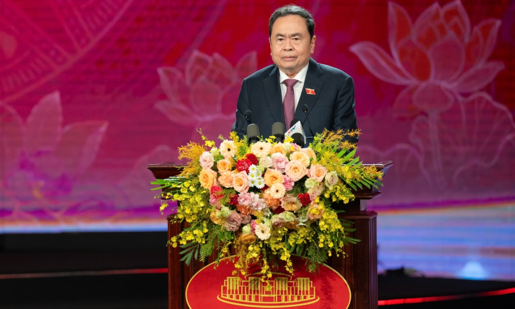 Chủ tịch Quốc hội Trần Thanh Mẫn phát biểu chỉ đạo tại Lễ trao Giải Diên Hồng lần thứ tư. Ảnh: Quốc hội.