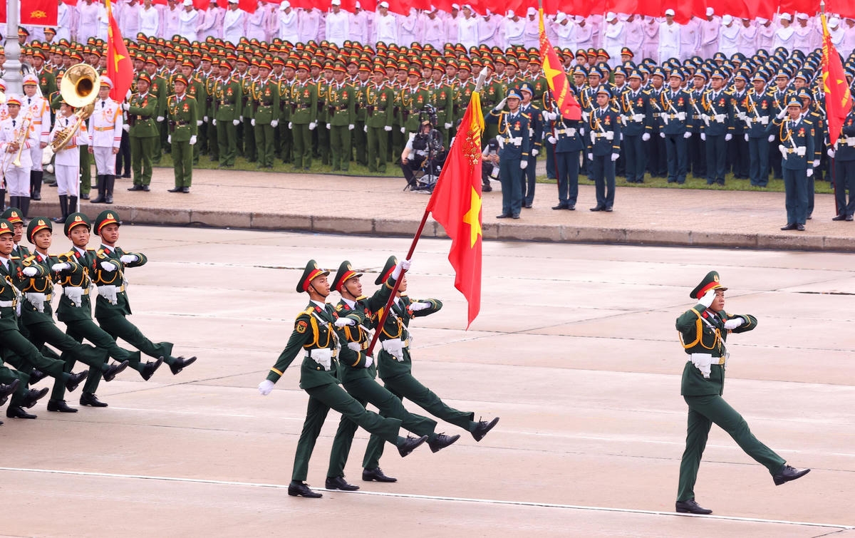 Khối sỹ quan Lục quân Quân đội Nhân dân Việt Nam trong Lễ diễu binh Kỷ niệm 80 năm Quốc khánh 2/9/2025. Ảnh: TTXVN.