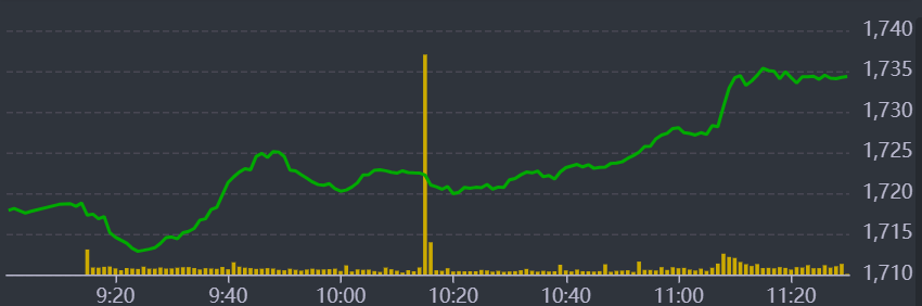 Diễn biến chỉ số VN-Index sáng nay.