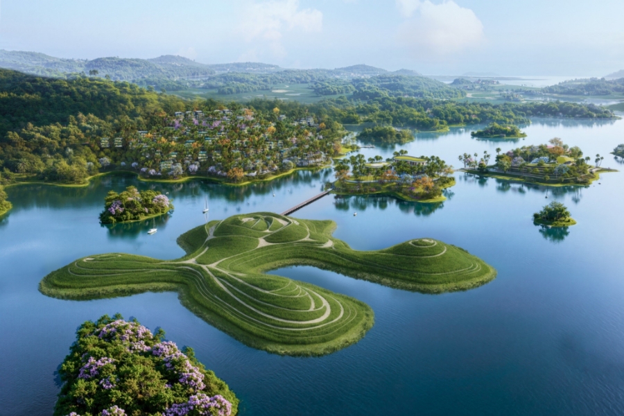 108 dinh thự được thiết kế nương theo thế núi, giảm thiểu tác động đến địa hình và bảo vệ tối đa thảm thực vật hiện hữu.