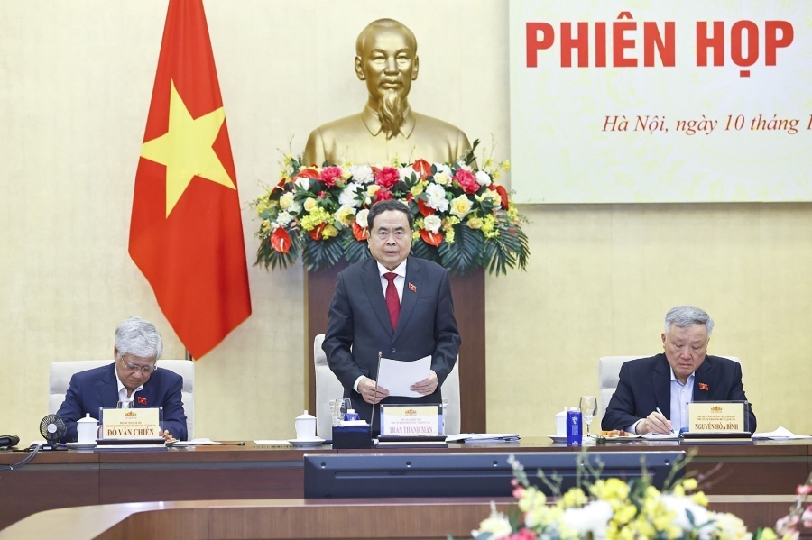 Chủ tịch Quốc hội Trần Thanh Mẫn, Chủ tịch Hội đồng Bầu cử quốc gia phát biểu tại Phiên họp thứ ba Hội đồng Bầu cử quốc gia. Ảnh: TTXVN.