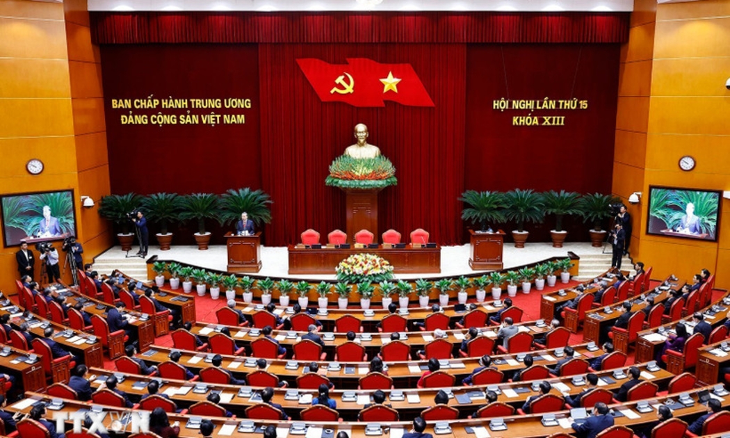Hội nghị lần thứ 15 Ban Chấp hành Trung ương Đảng khóa XIII. Ảnh: TTXVN