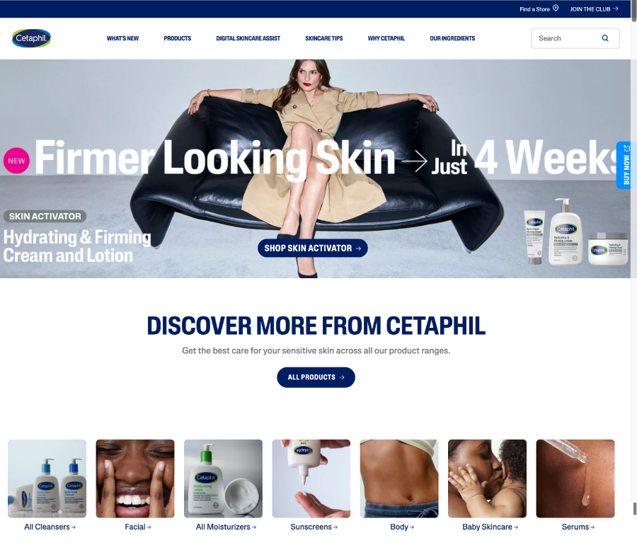 Cetaphil đã thực hiện hàng loạt điều chỉnh trên trang web để tối hưu hoá trải nghiệm người dùng khi sử dụng AI.