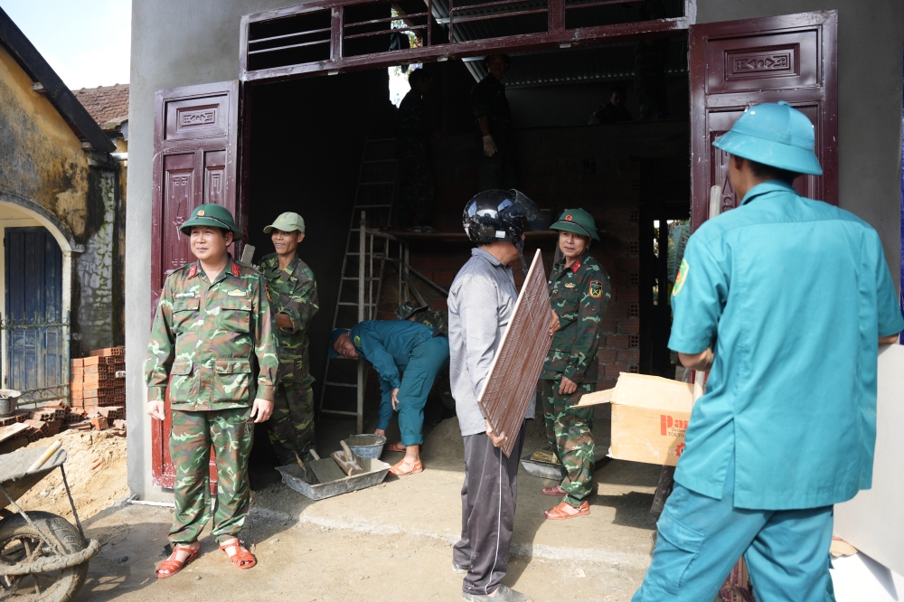 Nhà ông Nguyễn Văn Đức, thôn Đồng Xuân, xã Lộc An đang trong giai đoạn hoàn thiện