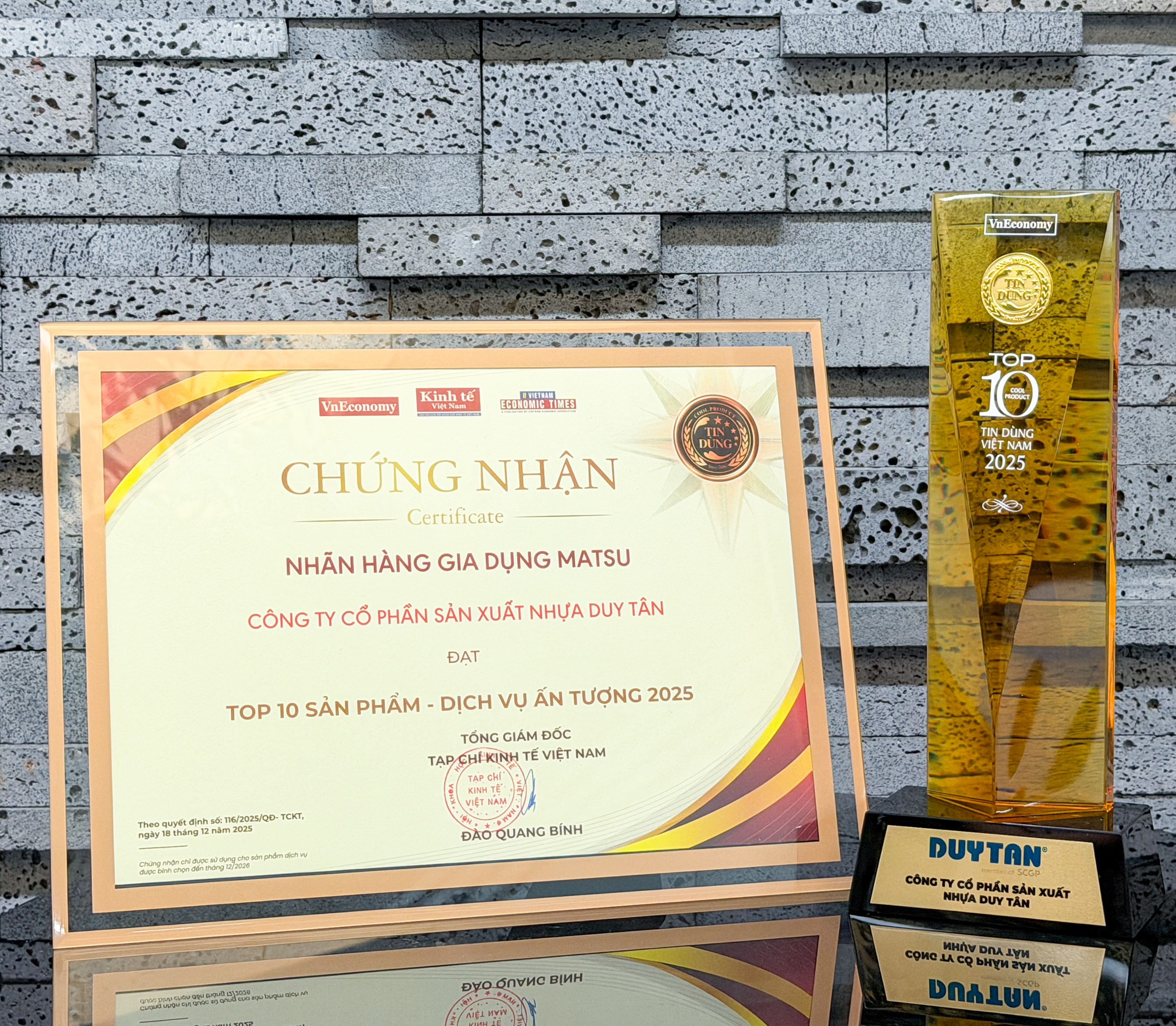 Thương hiệu MATSU đạt Top 10 Sản phẩm – Dịch vụ Ấn tượng vào ngày 18/12/2025 tại Hà Nội.