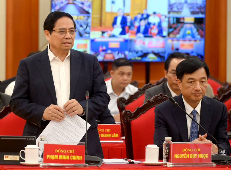 Thủ tướng Chính phủ Phạm Minh Chính phát biểu tại hội nghị. Ảnh: Nhân Dân