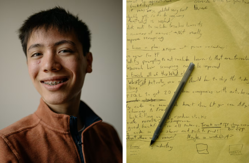 Ghi chép từ những ngày đầu của BeyondSPX, công cụ nghiên cứu cổ phiếu vốn hóa nhỏ và trung bình dựa trên trí tuệ nhân tạo do Nick Dobroshinsky, 15 tuổi, phát triển.