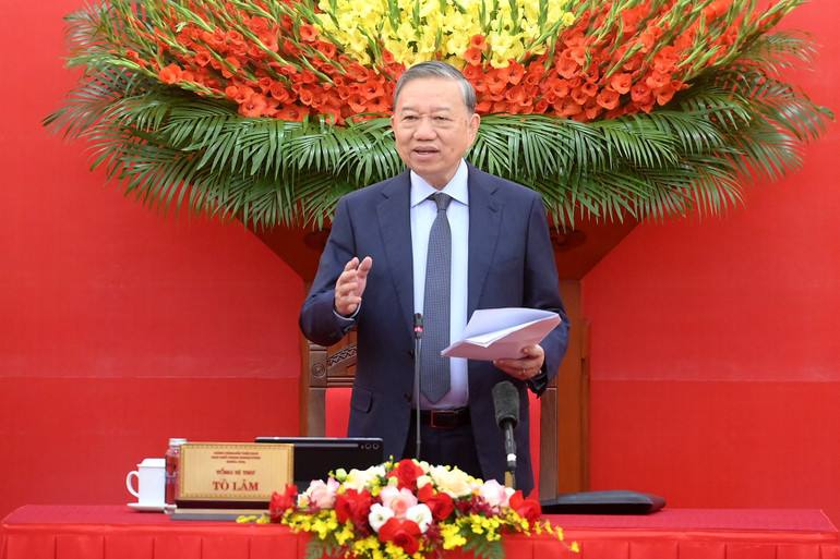 Tổng Bí thư Tô Lâm phát biểu chỉ đạo hội nghị. Ảnh: Nhân Dân.