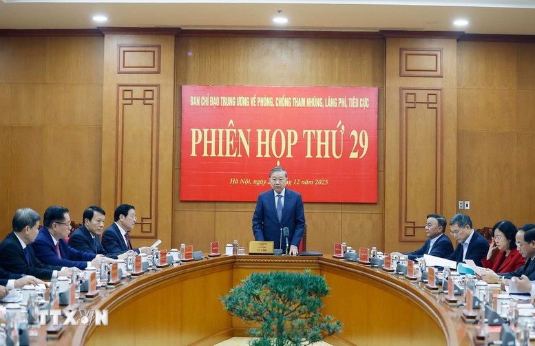 Tổng Bí thư Tô Lâm chủ trì Phiên họp thứ 29 của Ban Chỉ đạo Trung ương về phòng, chống tham nhũng, lãng phí, tiêu cực - Ảnh: TTXVN