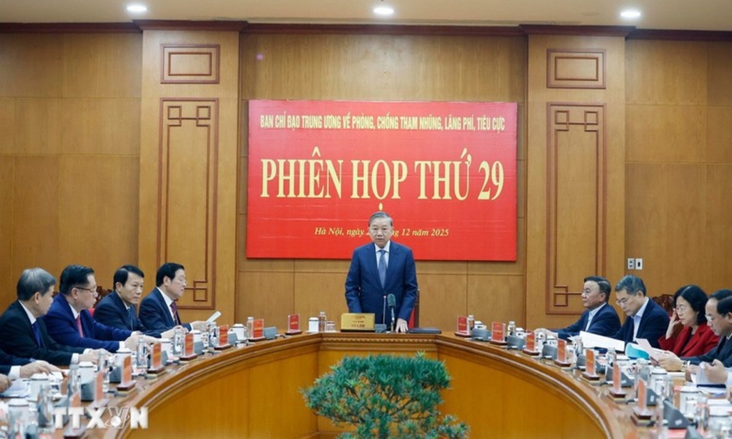 Tổng Bí thư Tô Lâm chủ trì Phiên họp thứ 29 của Ban Chỉ đạo Trung ương về phòng, chống tham nhũng, lãng phí, tiêu cực - Ảnh: TTXVN