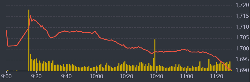 Diễn biến VN-Index sáng nay.