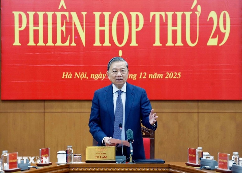 Tổng Bí thư Tô Lâm phát biểu tại Phiên họp thứ 29 của Ban Chỉ đạo Trung ương về phòng, chống tham nhũng, lãng phí, tiêu cực - Ảnh: TTXVN