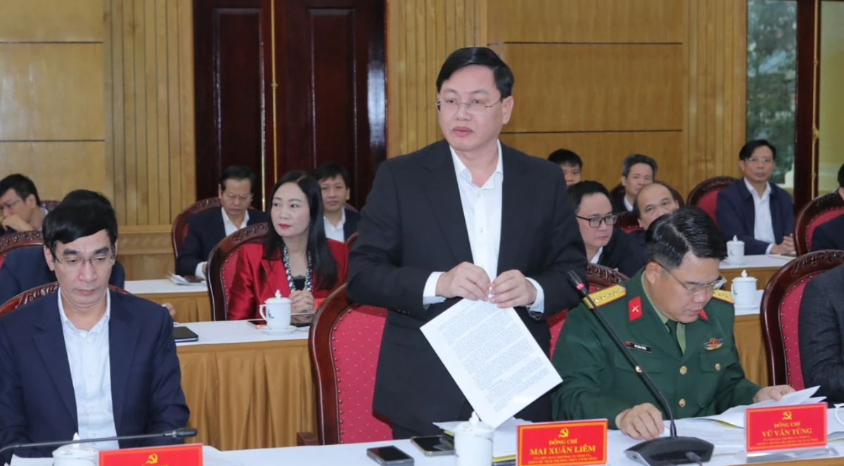 Phó Chủ tịch Thường trực UBND tỉnh Thanh Hoá Mai Xuân Liêm phát biểu tại buổi làm việc. Ảnh: Minh Hiếu