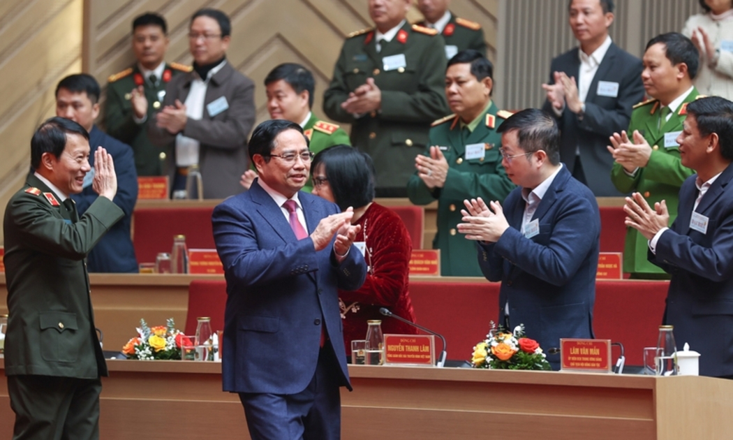 Thủ tướng Chính phủ Phạm Minh Chính chủ trì Hội nghị về bảo đảm an ninh, trật tự phục vụ phát triển kinh tế - xã hội vùng Đồng bằng sông Cửu Long - Ảnh: VGP