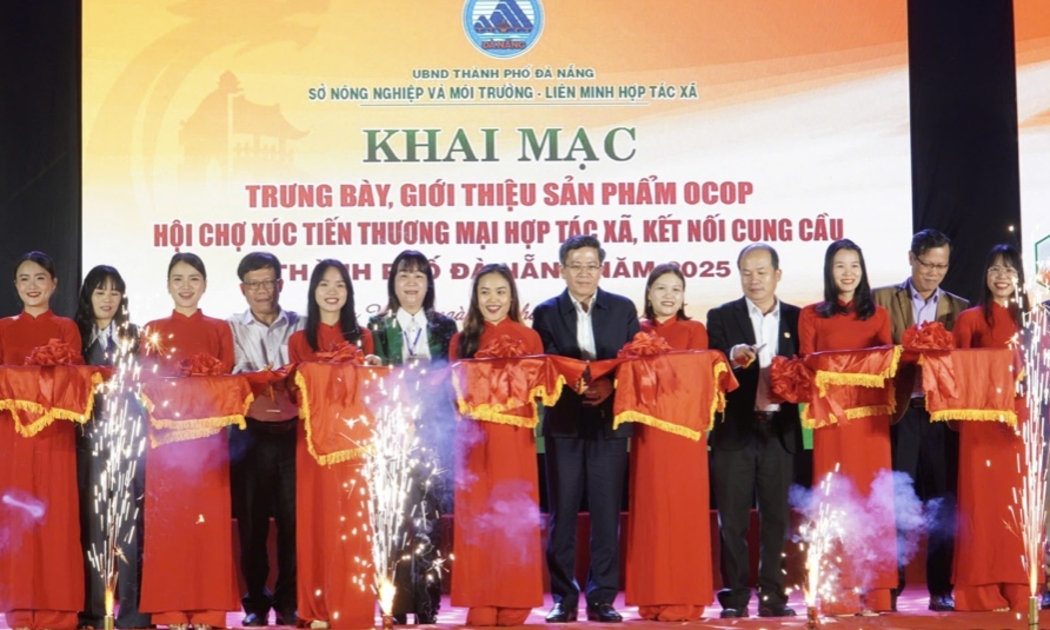 Lãnh đạo thành phố Đà Nẵng và Sở Nông nghiệp Môi trường thành phố thực hiện nghi thức khai mạc Hội chợ.