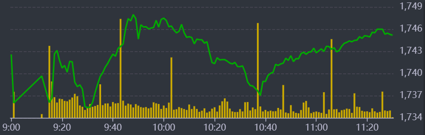 Diễn biến VN-Index sáng nay.