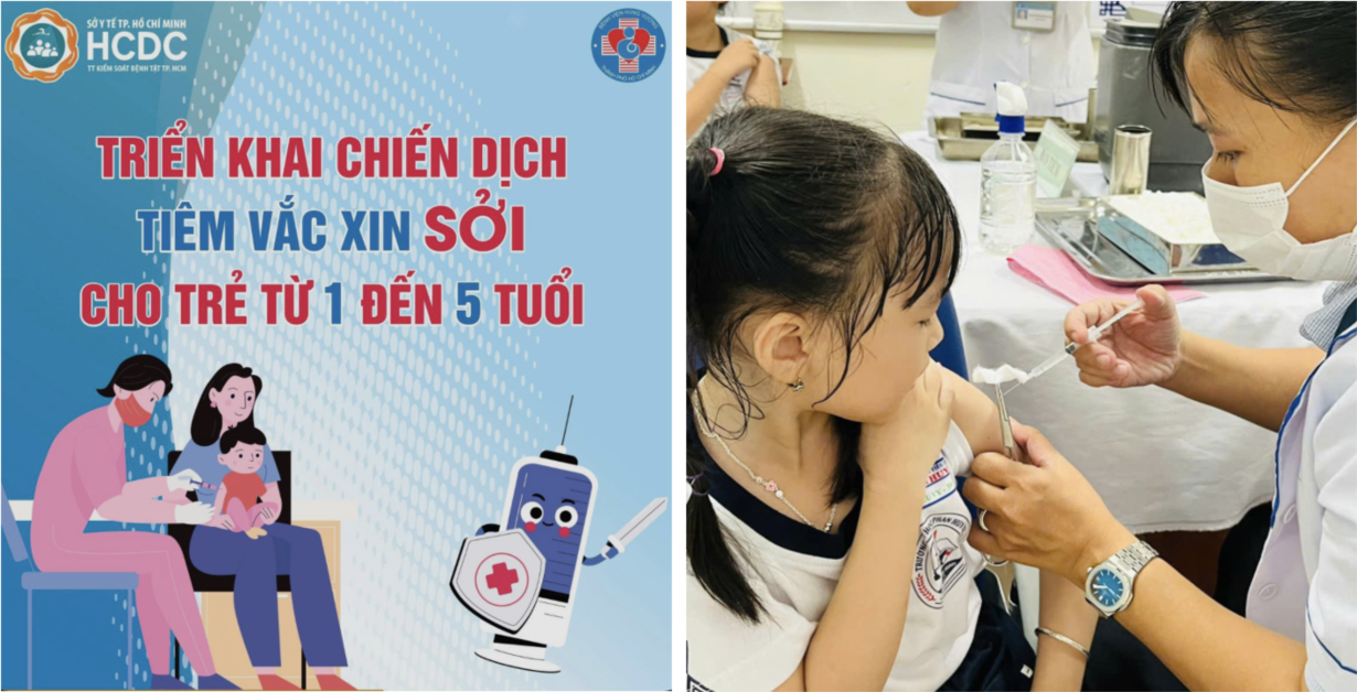 Tất cả các cơ sở y tế công lập và tư nhân đồng loạt tham gia chiến dịch tiêm vắc xin sởi, tổ chức tiêm xuyên lễ, xuyên cuối tuần - Nguồn: Sở Y tế TP. Hồ Chí Minh.