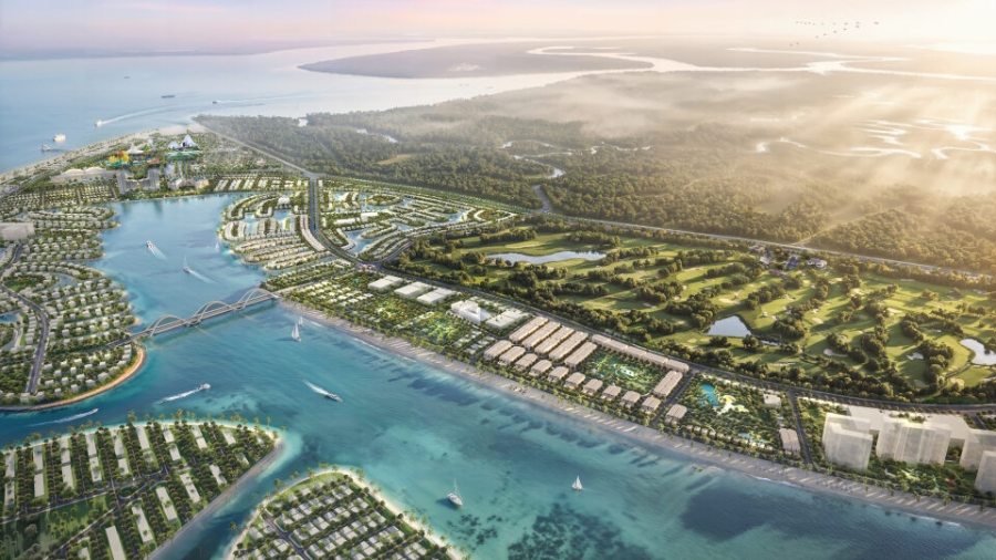 Phối cảnh tổng thể phân khu Vịnh Tiên thuộc Vinhomes Green Paradise.