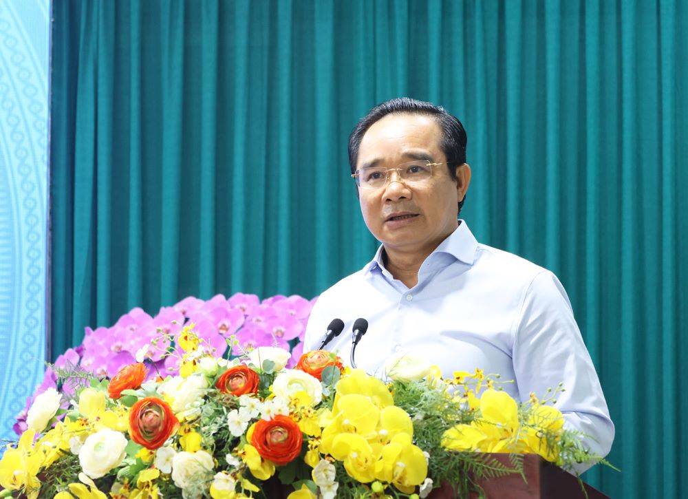 Chủ tịch UBND TP. Hồ Chí Minh Nguyễn Văn Được phát biểu tại Hội nghị - Ảnh Cổng thông tin điện tử TP. Hồ Chí Minh.