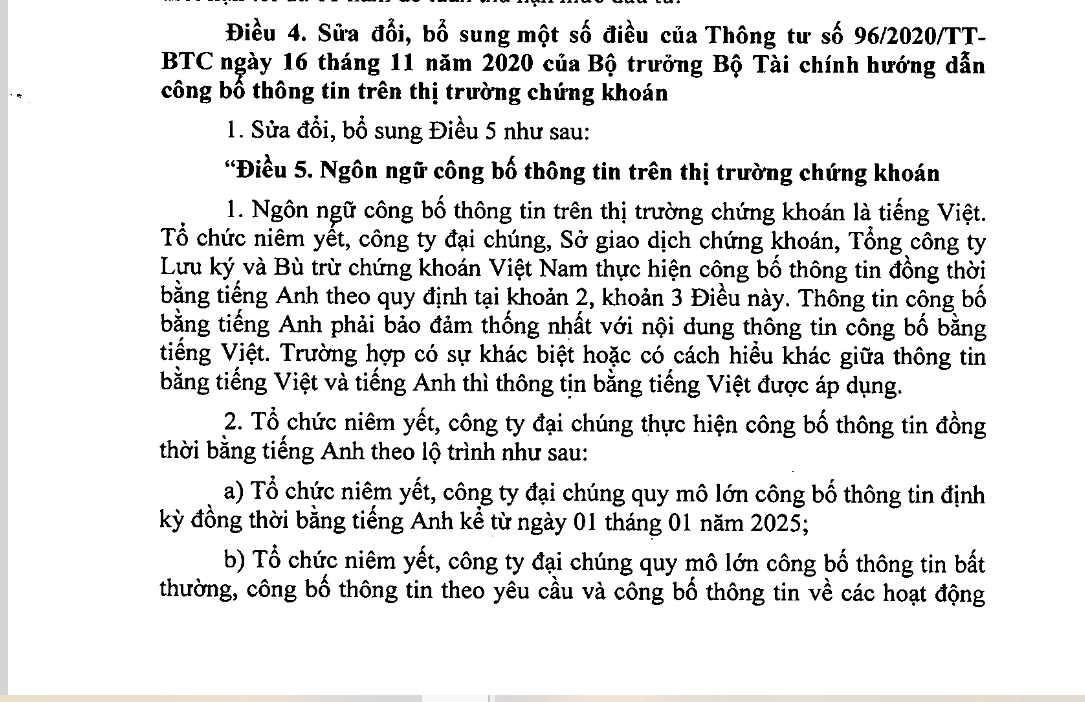 Từ năm 2026, tổ chức niêm yết triển khai thực hiện công bố thông tin bằng tiếng Anh - Ảnh 1