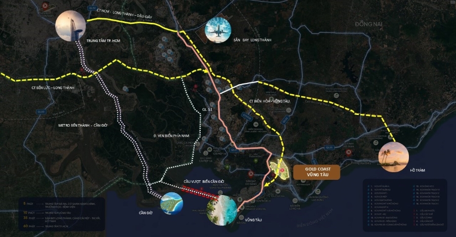 Nằm tại tâm điểm kết nối sân bay - cao tốc - cảng biển, Gold Coast Vũng Tàu thu hút dòng giao thương và du lịch đổ về Bà Rịa - Vũng Tàu.