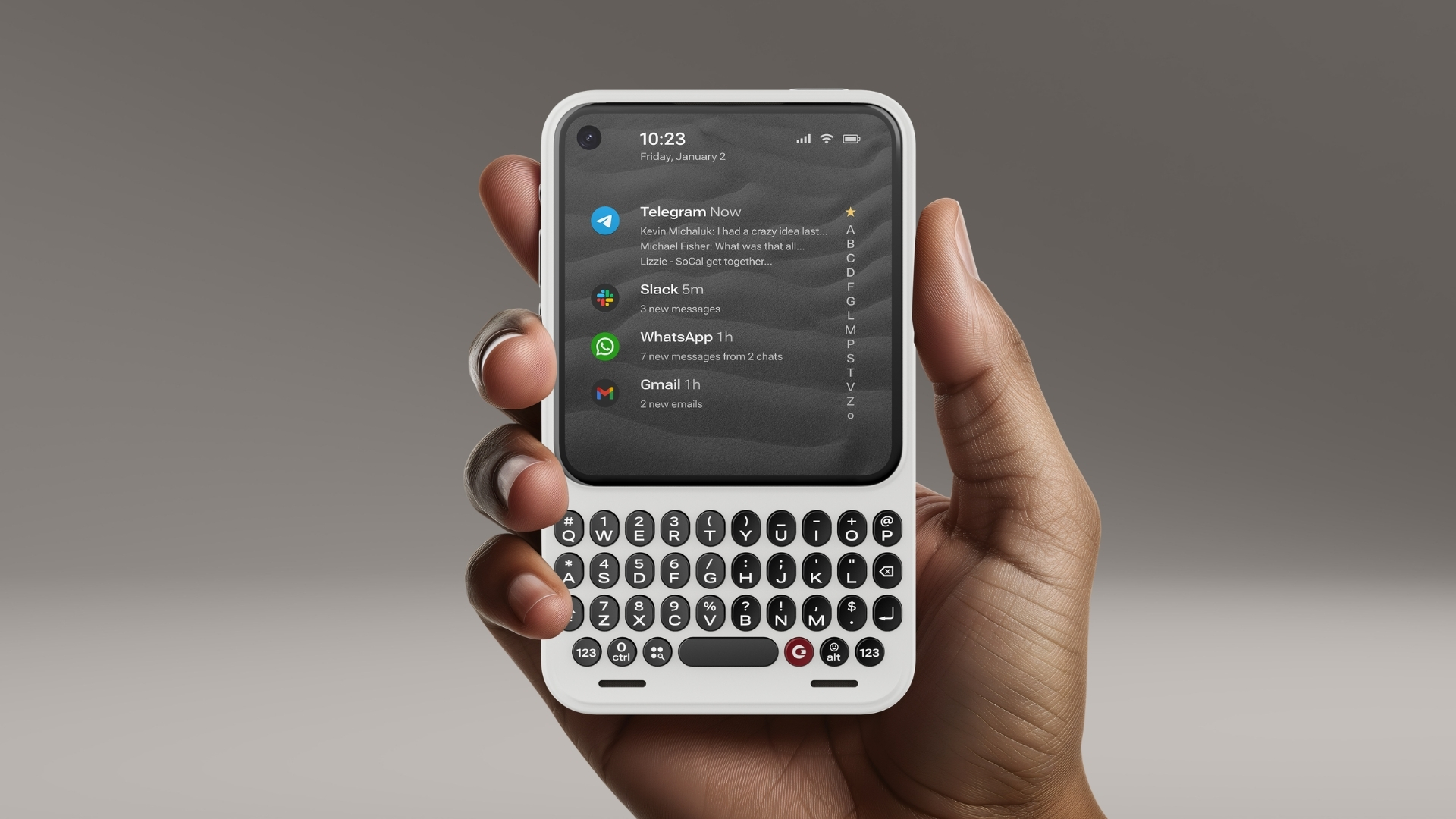 Clicks Communicator có cảm biến vân tay được tích hợp vào phím cách - Ảnh: Clicks. 