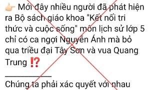 Cảnh báo về những bình luận thất thiệt, xuyên tạc nội dung lịch sử trong sách giáo khoa