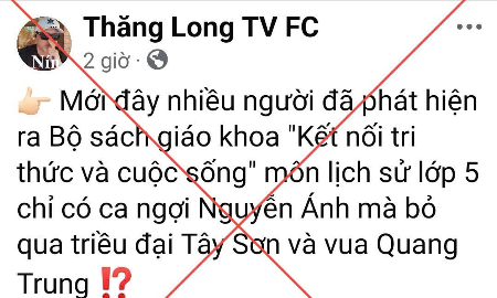 Cảnh báo về những bình luận thất thiệt, xuyên tạc nội dung lịch sử trong sách giáo khoa