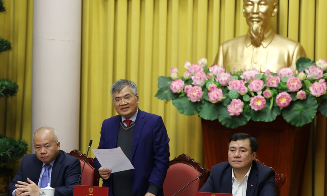 Phó Chủ nhiệm Văn phòng Chủ tịch nước, Trợ lý Chủ tịch nước Cấn Đình Tài, chủ trì Họp báo - Ảnh VGP.