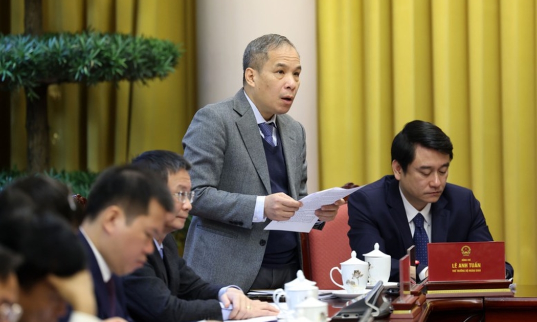 Phó Thống đốc NHNN Đoàn Thái Sơn phát biểu tại họp báo - Ảnh VGP.