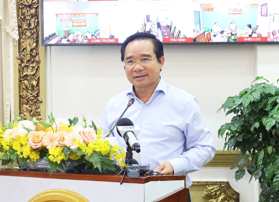 Chủ tịch UBND Thành phố Nguyễn Văn Được phát biểu tại hội nghị&nbsp;- Ảnh: Cổng thông tin điện tử Thành phố.