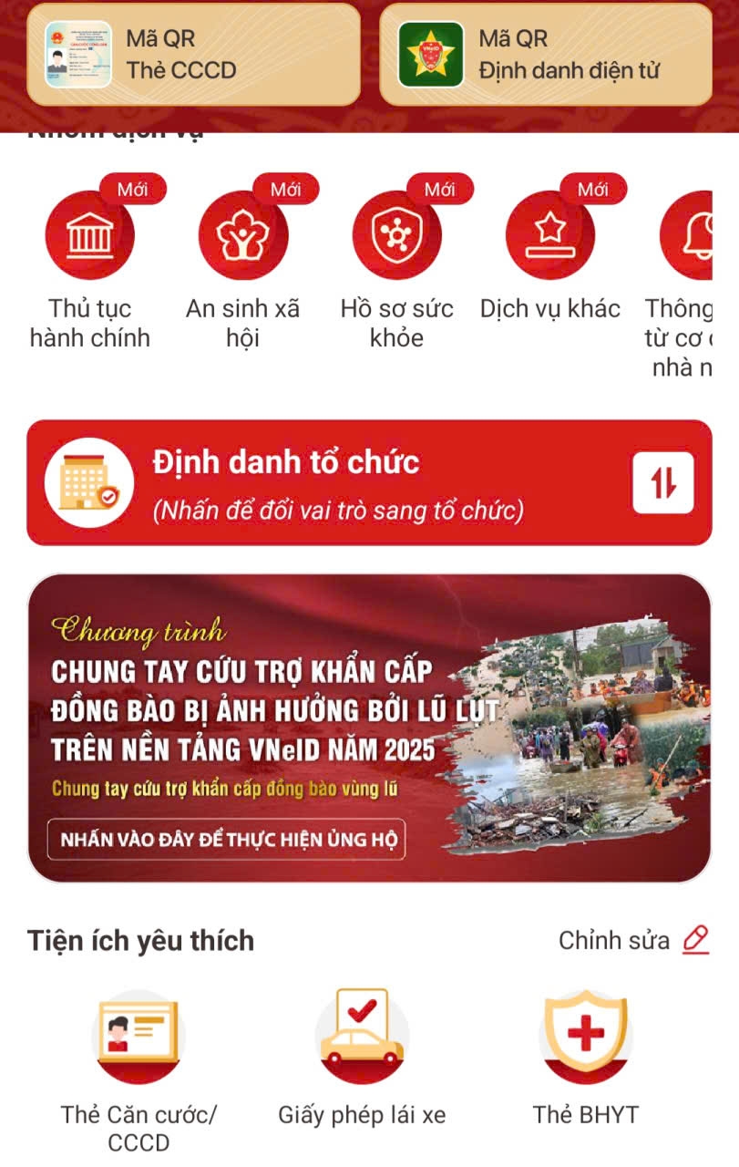 Dữ liệu Sổ sức khoẻ điện tử tích hợp trên VNeID. Ảnh chụp màn hình.