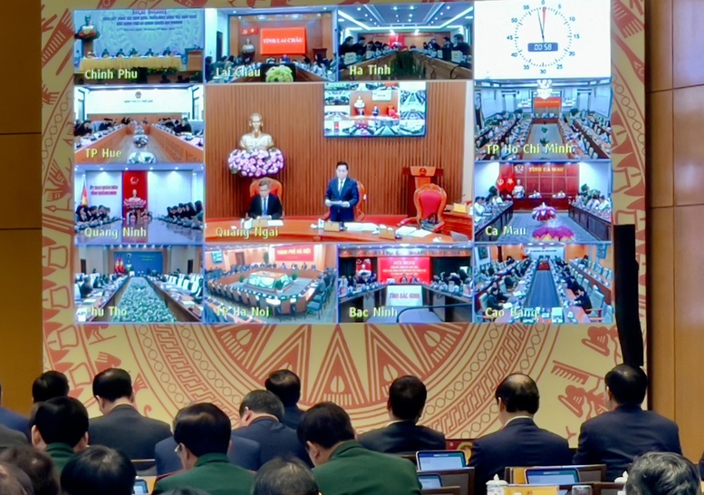 Các địa phương tham gia phát biểu bằng hình thức trực tuyến - Ảnh: VGP