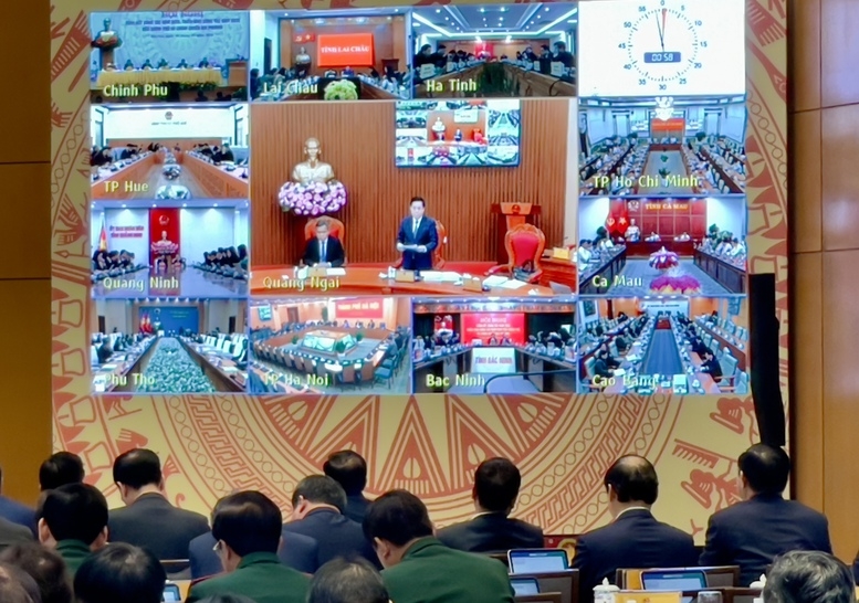 Các địa phương tham gia phát biểu bằng hình thức trực tuyến - Ảnh: VGP