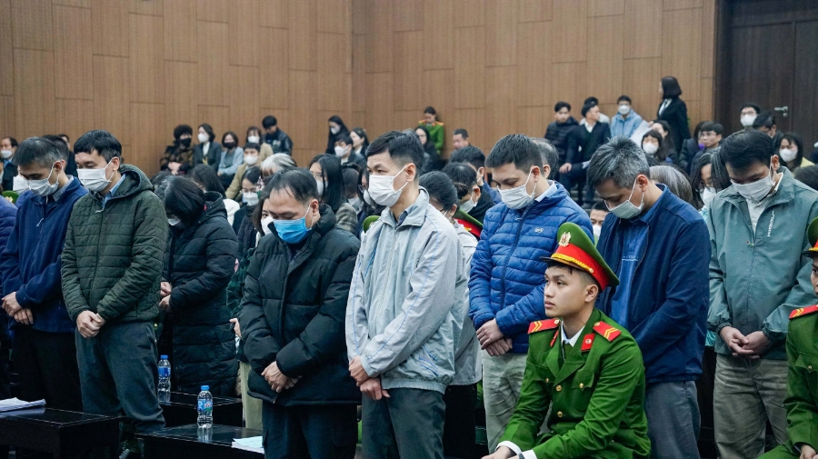 Các bị cáo tại tòa.