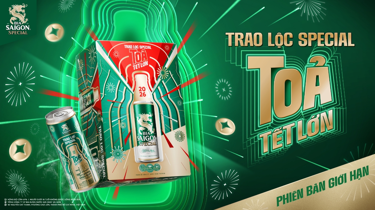 Bia Saigon Special - lựa chọn lý tưởng cho những dịp đặc biệt với thông điệp Tết “Trao lộc Special - Tỏa Tết lớn”.