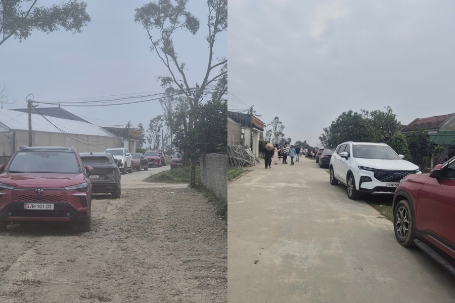 Dòng người đổ về Nghi Phong, phường Vinh Lộc, Nghệ An tìm hiểu, giao dịch đất đai. Ảnh: Thu Hiền