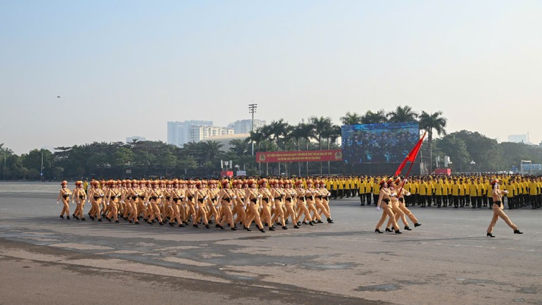 Gần 5.000 cán bộ, chiến sĩ Công an nhân dân tham gia Lễ xuất quân và diễn tập.