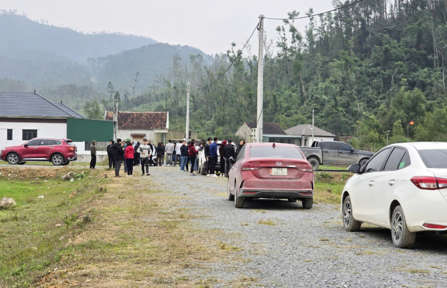 Sau khi xuất hiện thông tin Công ty VSIP Nghệ An đề xuất khảo sát đầu tư khu công nghiệp, những ngày gần đây, hàng trăm ô tô đã đổ về vùng quê trên địa bàn tỉnh để tìm kiếm, thương lượng mua bán đất. Ảnh: Thiện Lương