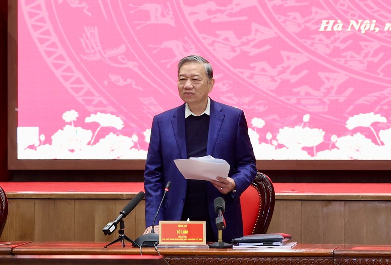 Tổng Bí thư Tô Lâm phát biểu kết luận buổi làm việc.