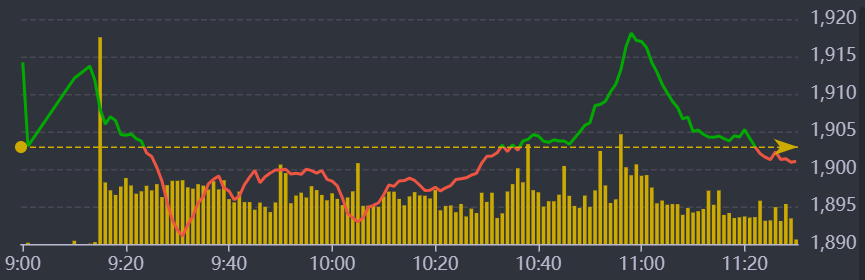 Diễn biến chỉ số VN-Index sáng nay.
