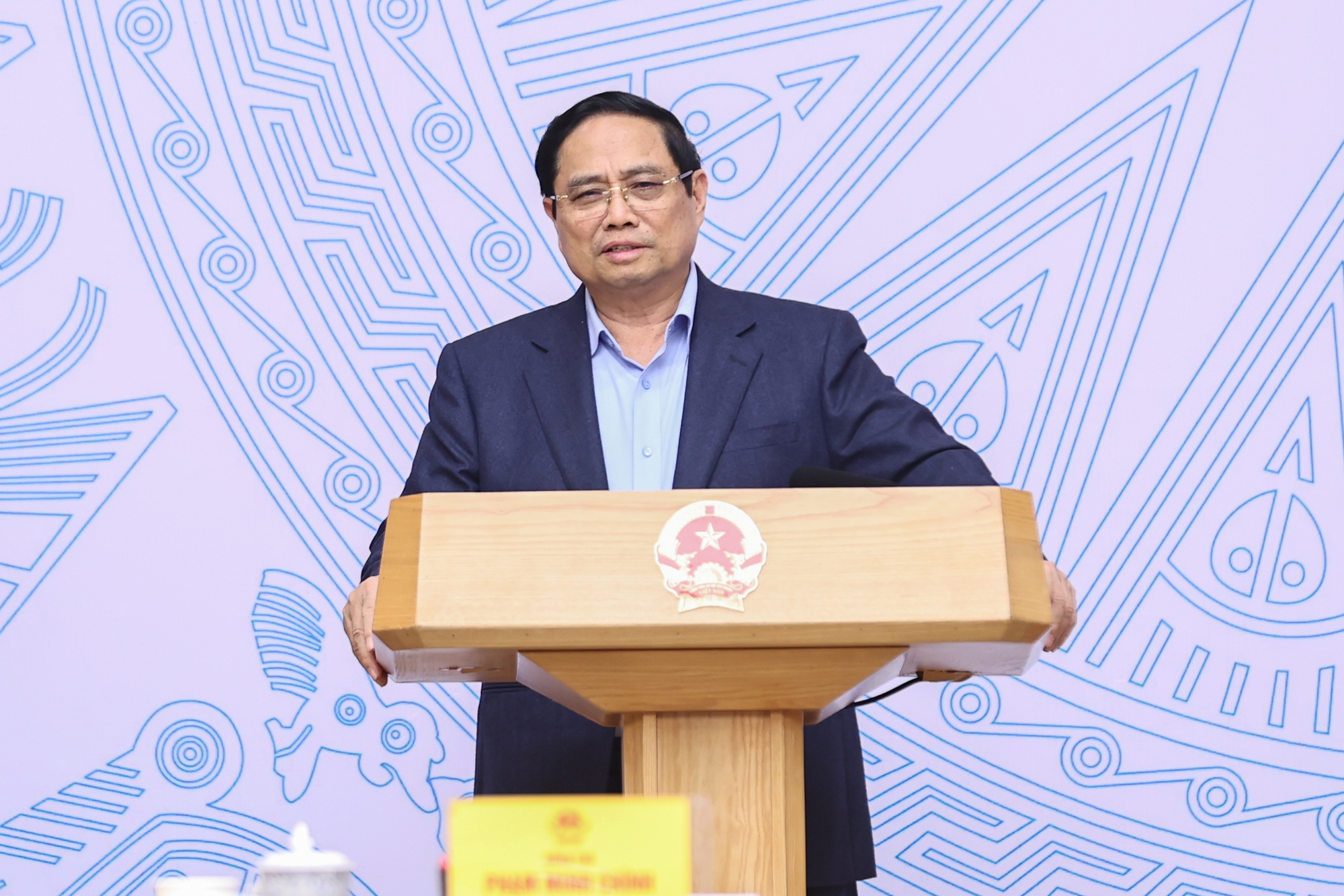 Thủ tướng Phạm Minh Chính: "Việt Nam phải đồng thời giải bài toán khó giữa tăng trưởng nhanh và bảo vệ môi trường, phát triển nhanh, xanh, bền vững". Ảnh: VPG.